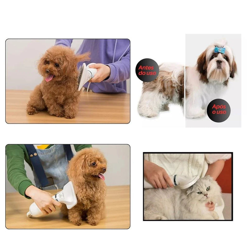Escova Secadora Pet 2 em 1 – Seca e Remove Pelos